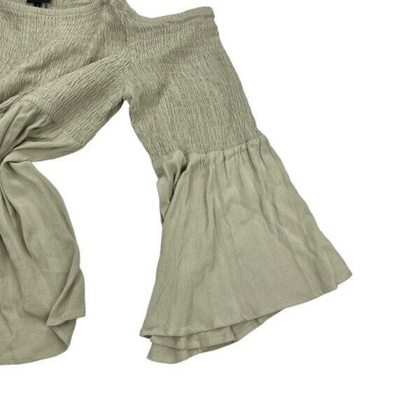 Torrid Babydoll Crinkle Smocked Top In Slate Green Womens Plus Size 2X - Picture 6 of 10